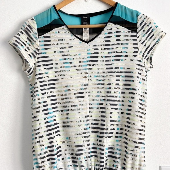 Barney’s New York Mini Dress Short Sleeve Striped Mesh - Picture 2 of 11